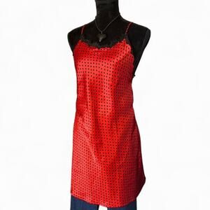 Vintage red satin slip dress